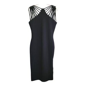 Dress The Population Gwen Black Cage Back Midi Bodycon Cocktail Dress L Evening